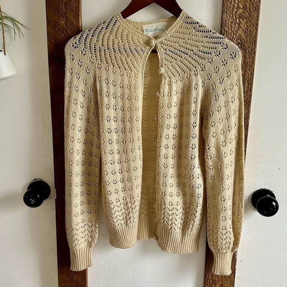 demura Sweaters - Vintage DeMura Knit Button Up Cardigan Women’s Small Boho Grandma Hand Made USA